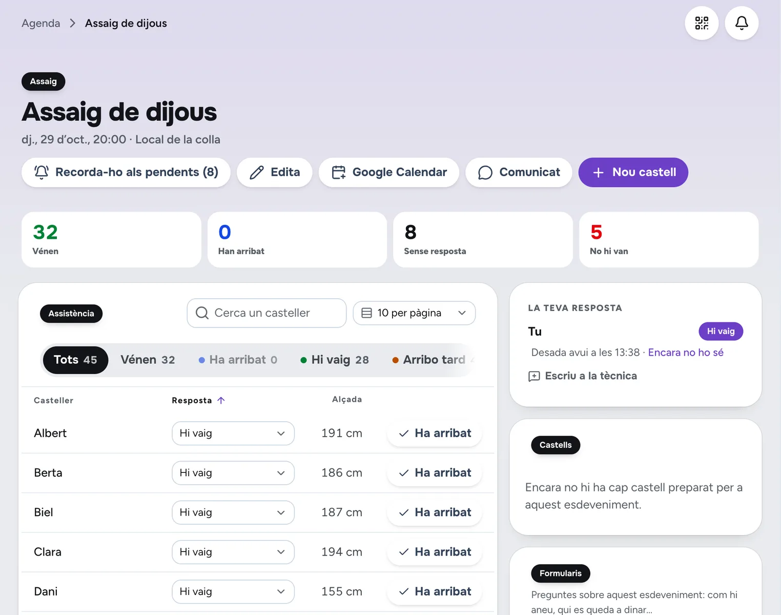 The rehearsal goes on the calendar.
